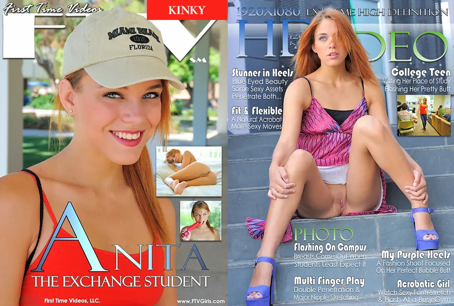 Anita FTVGirls The Exchange Student cover with campus teasing, purple heels and kinky toy scenes
