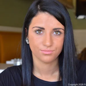 Close-up portrait of Mila showing her hazel eyes during her first FTVGirls appearance