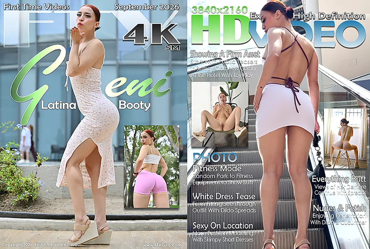 Geni FTVGirls redhead Latina model in white dress and pink shorts