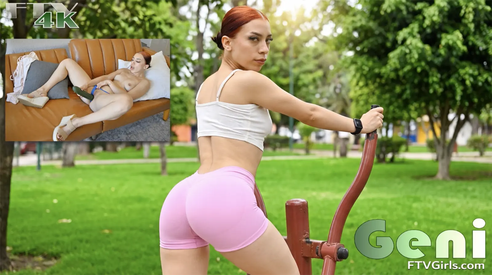 Geni FTVGirls in tight pink shorts for her outdoor video